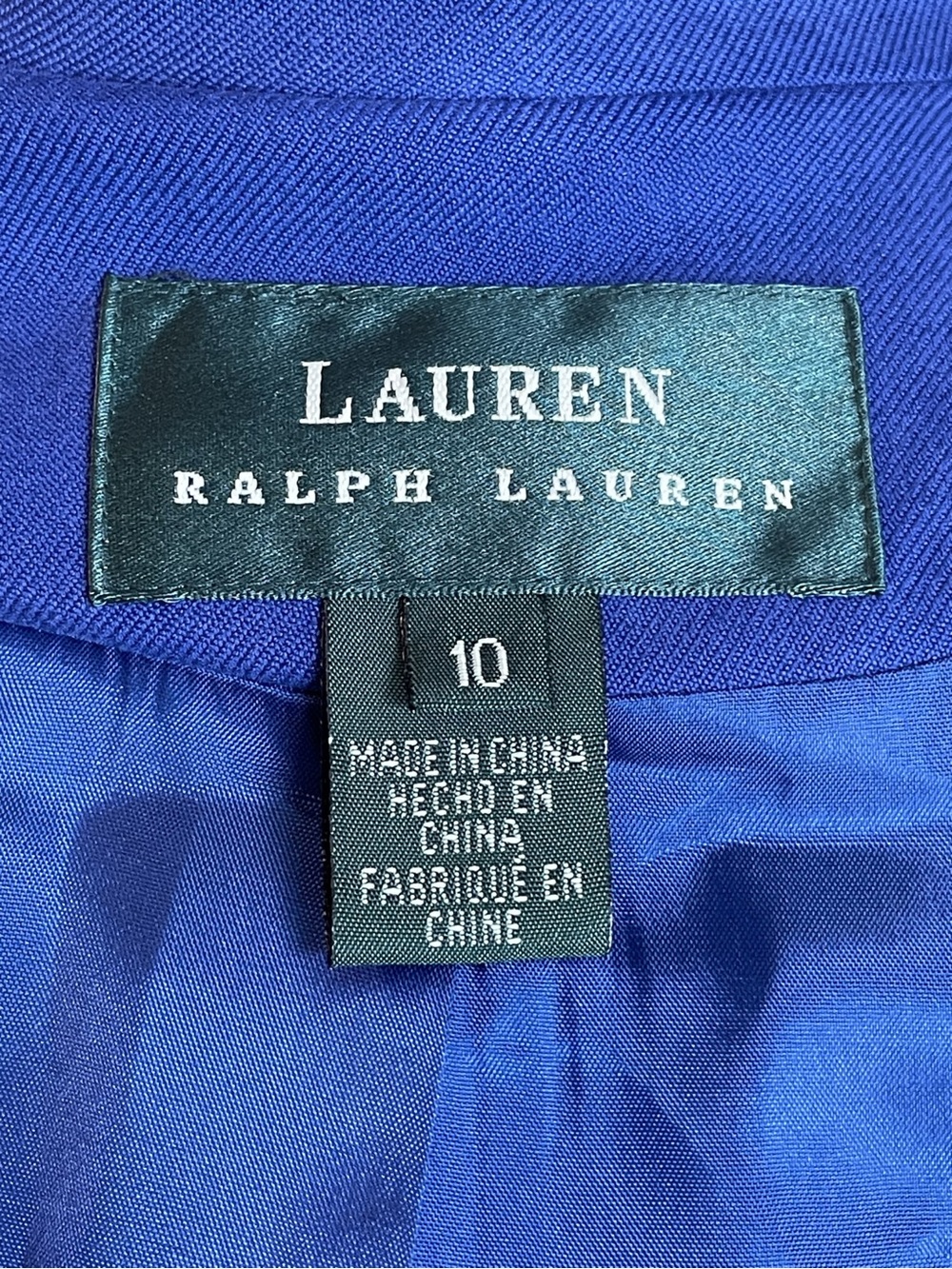 Vintage LAUREN RALPH LAUREN Women's Royal Blue Cotton Silk Blazer Jacket 10 - Picture 14 of 15